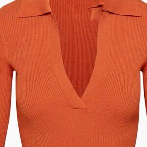 H&M Ribbed Knit Polo Sweater with Johnny Collar (Sz M)